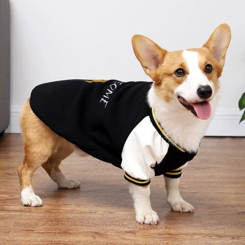 Corgi Dog Clothing Small and Medium-sized Dogs Autumn and Winter Baseball Sweater Pet Sports Clothing Warm Winter Dog Clothing