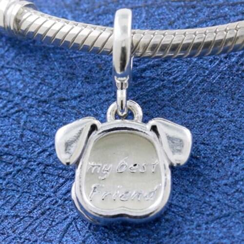 Original White Enamel My Pet Dog With My Beat Friend Pendant Beads Fit 925 Sterling Silver Charm Europe Bracelet DIY Jewelry