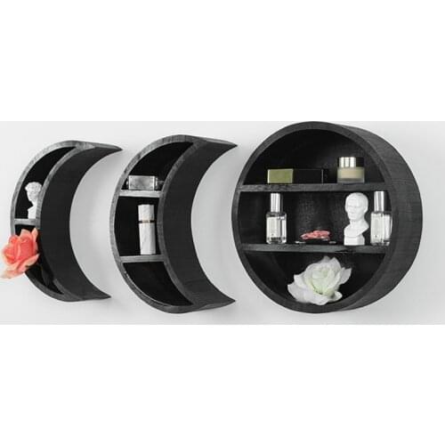 Hanging Wooden Shelf Wall Mounted Floating Moon Shelves Home Wall Decor for Living Room Bedroom Bathroom Kitchen B1