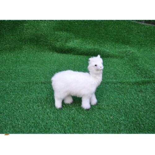 Polyethylene&fur white alpaca large 22x24cm model handicraft home decoration gift b1677