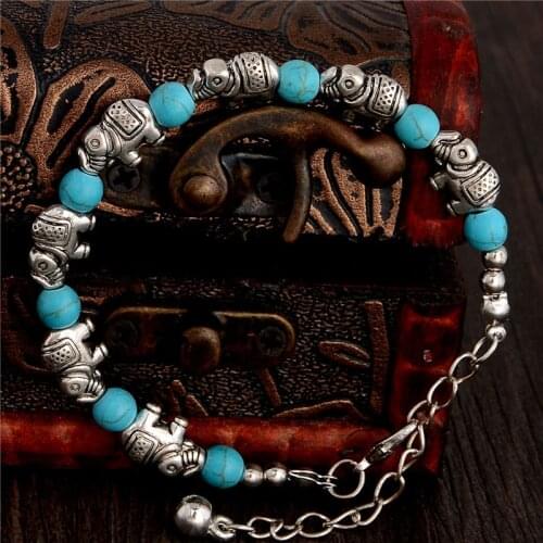 QCOOLJLY 2019 Latest 1pc Lovely Elephant Shape Alluring Lady Woman Natural Stone Bracelet