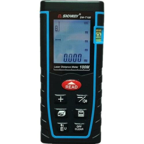 SNDWAY SW-T100 Laser Rangefinder Distance Meter 100m 328ft Trena Laser Bubble Level Range Finder Building Measure Tape Tester