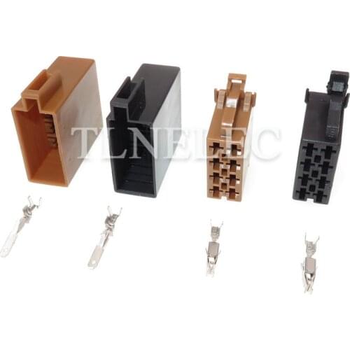 Tyco 3.5mm 8 Pin Male Female Brown Black Middle Slot Auto ISO Radio Horn CD Plug Connector for Car Toyota Lexus VW