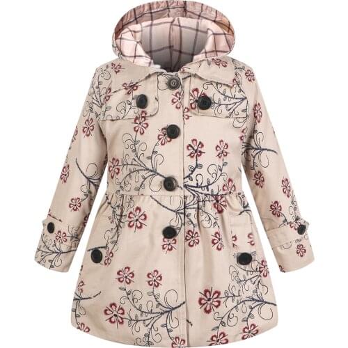 Girls Windbreaker Thicken Trench Coats Kids Removable Hooded Jackets Children Warm Outerwear Tighten Waist Fashion Tops Clothes