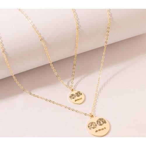 VG 6YM 2021 New fashion Hip Hop Punk Layered Expression Choker Necklace for Women Trendy Multi Layer Smily Face Chain Necklaces