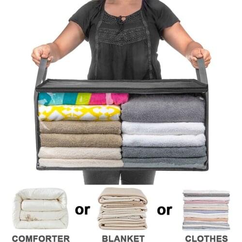 Large-Capacity Foldable Comforter Storage Bag Portable Clothes Organizer Tidy Pouch Suitcase Dust-Proof Storage Bags for Clothes