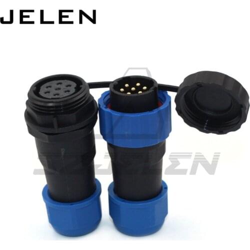 SD20 waterproof connector 7 pin Docking industrial power cable connector, pancl cutout 20mm Current Rating 10A