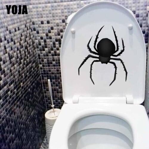 YOJA 17.9X22CM Creative Wall Sticker Home Decor Toilet Decal Big Black Obese Spider Art Style Cartoon T5-1126