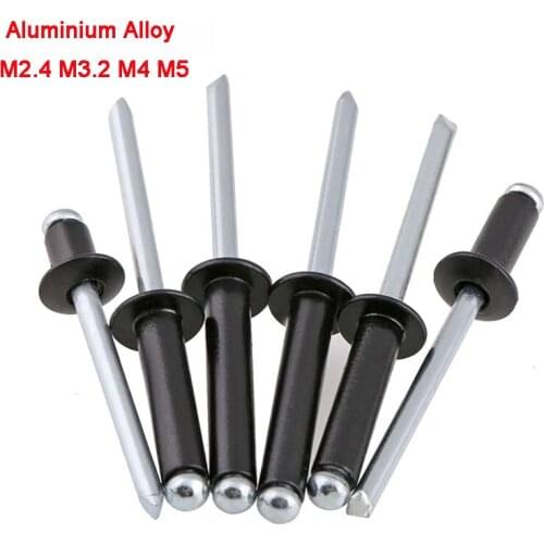 30Pcs-50Pcs Black Aluminium Alloy Blind Round Head Rivets Nail Decoration Pop Rivets M2.4 M3.2 M4 M5 Length 5-25mm