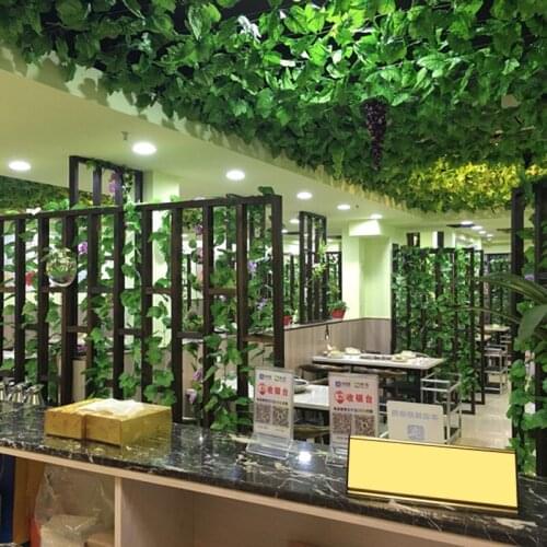 Green Simulation Rattan Artificial Plant Vines 1PC 210/240cm Grape Leave Garland Garden Party DIY Fake Vines Flowers