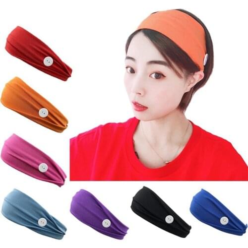 Women Elastic Sweat Absorbing Button Headband Ear Protector for Facial Shield Running Print Headband Hair Accessories Turban hat