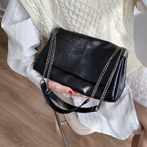 Chain Fashion Folding Thick Plaid Chain Crossbody Bag for Women 2021 Female PU Leather Shoulder Bags Female Pack Purses Handbags