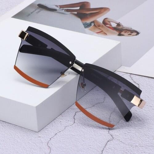 2021 Candy Color Oversized Square Sunglasses for Women Rimless Frame Sun Glasses UV400 Shades Cycling Travel Gradient Eyewear