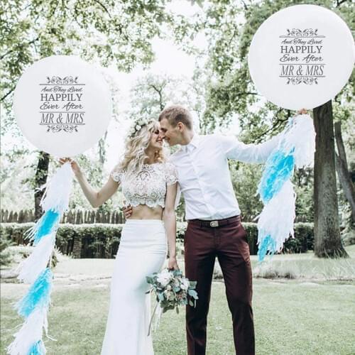 ZLJQ High Quality 36 Inch White Mr Mrs Latex Balloons Just Married Globos Happy Wedding Valentines Day Event Air Ball Supplies