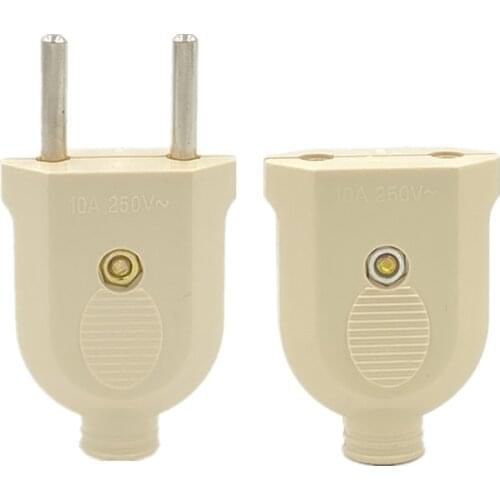 1pc EU European 2 Pin AC Electric Power Male Plug Female Socket Outlet Adaptor Adapter Wire Rewireable Extension Cord Connector