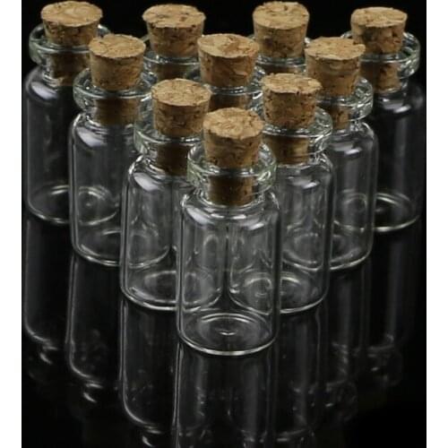 10pcs Mini Glass Wish Bottle Vial with Cork Stopper Storage Pendant 1mL