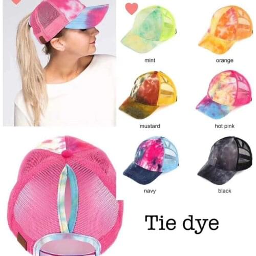 2020 Summer Womens Mesh Ponytail Baseball Caps Fashion Tie Dye Snapback Caps wholesale Hat Ladies Sports Bone Casquette Gorro