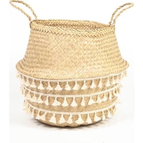 3 Rows Macrame X Large Size Foldable Wicker Basket / Flower Pot 40x36cm