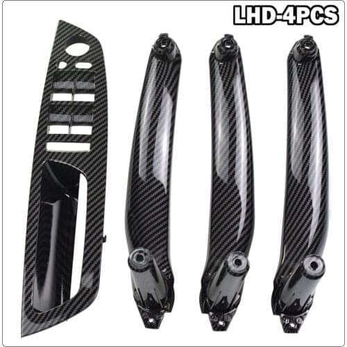 Car Styling Carbon Fiber Car left Right Interior inner Door Armrest Handle Inner Panel Pull Trim Cover For BMW E70 E71 X5 X6