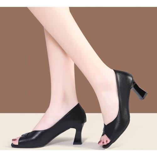 Ol Office Lady Shoes Women Peep Toe Pumps High Heels Dress Shoes Black Basic Ladies Boat Shoes zapatos mujer Spring Summer 9260L