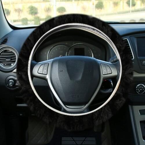 Car Steering Wheel Cover 3 Colors Winter Dedicated Warm Pure Plush Wool Non-slip Wear-resistant Car Interior Accessories