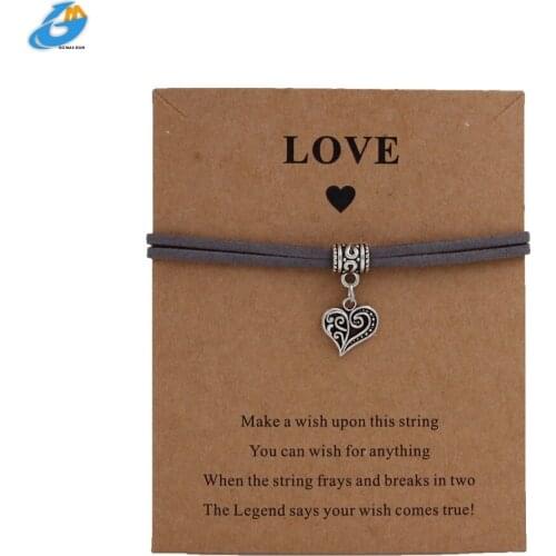 DGW Heart Charm Bracelet Couple Wish Jewelry Gift Hematite Beads String Charm Bracelets for Women Lovers freeshiping