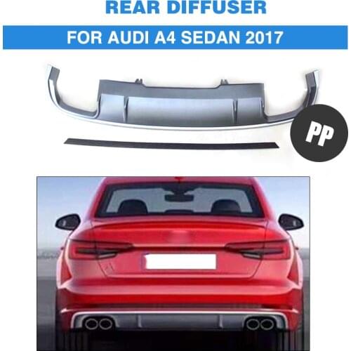 PP Rear Bumper Diffuser Lip Spoiler for Audi A4 Sedan Standard Bumper Only 2017 2018 2019 Exhaust Diffuser