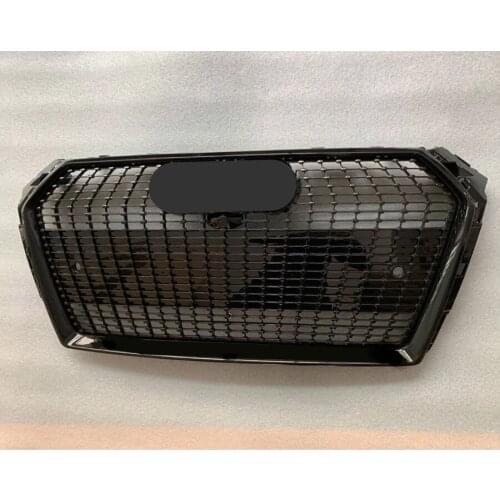 For RS4 Style Front Sport Hex Mesh Honeycomb Hood Grill Gypsophila Black for Audi A4/S4 B9 2017-2019