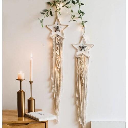 Hand-woven Tapestry Stars Room Hanging Wind Chimes Wall Hanging Dream Catcher Nordic Bedroom Wedding Party Decoration