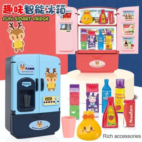 Kitchen Toys Childrens Play House Simulation Refrigerator Cabinet Toy Double Door Educational Appliance Smart Refrigerator