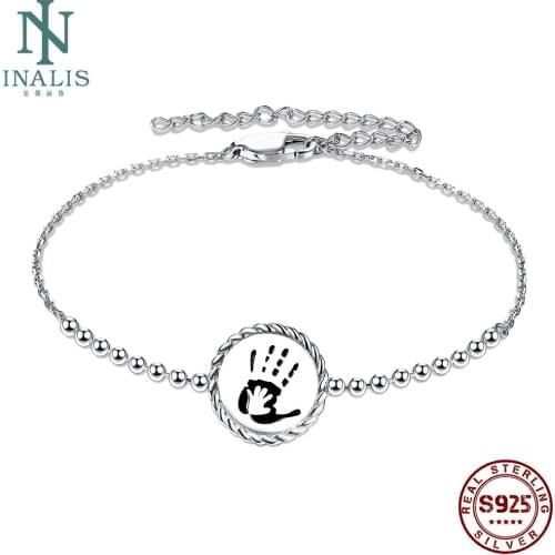 INALIS 100% Genuine S925 Sterling Silver Bracelet Handprint Shaped Bracelets For Women Wedding Fine Jewelry Gift Best Selling
