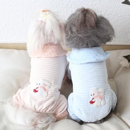 Small Dog Cat stripe JumpSuit warm home Pajamas Shirt Pet Puppy Nightshirt Pants Dogs Cats pet clothes chihuahua teddy clothing