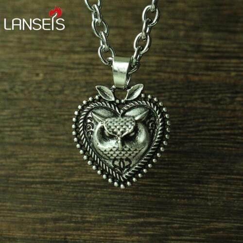 Lanseis 1pcs Love heart owl necklace women pendant girl gift Retro owl animals jewelry