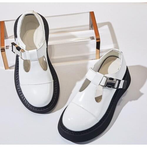 Brand Leather Women Boat Shoes Casual Thick Platform Women Loafers Vintage Round Head Women Mary Jane Shoes Zapatos De Mujer