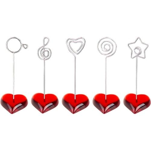 Lot 10pcs F Heart Base Craft Wire Photo Clip,Memo Holder,Message Card Table Wedding Place,Cheap Personalized Promotional Gift