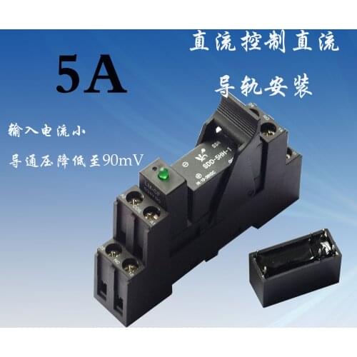 Mini Normally Open 5A 50 VDC PCB DC Solid State Relay SDD-5HH-1 With Led Light Sokect Rail Installation SSR Switch