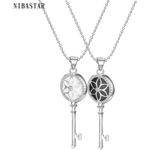 Fashion statement necklaces for women Luxury Jewelry White Black Ceramic Zircon Rhinestone Key Pendants Necklace Femme
