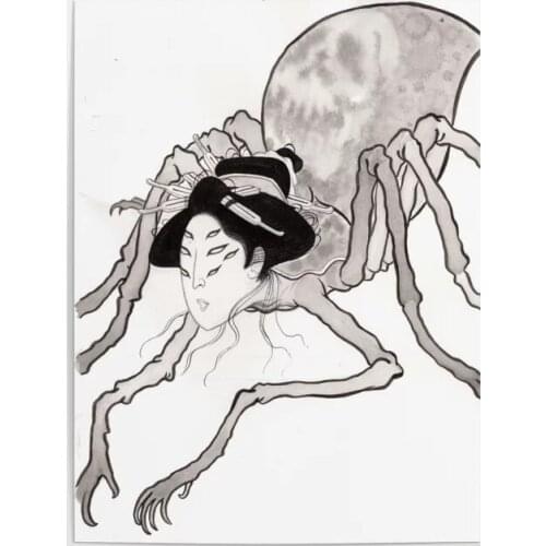 Modular Pictures Home Decor Spider Geisha Wall Art Modern Abstract Canvas Prints Black White Painting Japan Poster For Bedroom