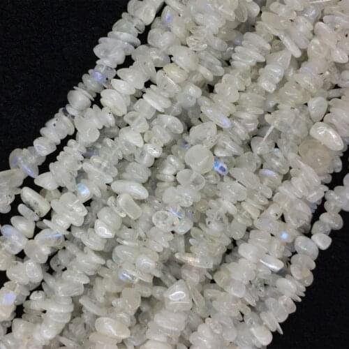 Natural Genuine Blue Light White Moonstone Nugget Chip Loose Beads Fit Jewelry 3x8mm 15" 05773