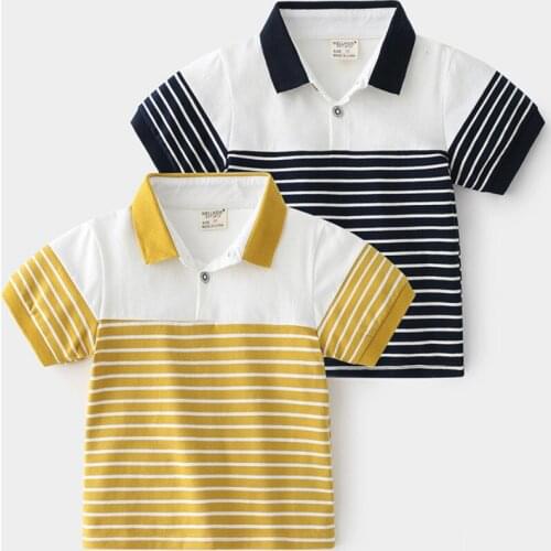 New Kids Polo Shirt Summer Short Sleeve Tops Cotton Turn Down Collar Striped Sport Polos Baby Boys T-shirts Children Clothing
