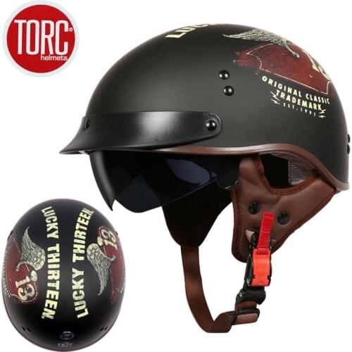 Original TORC T-55 motorcycle helmet vintage helmet retro scooter half helmet with inner visor lens casco moto DOT capacete