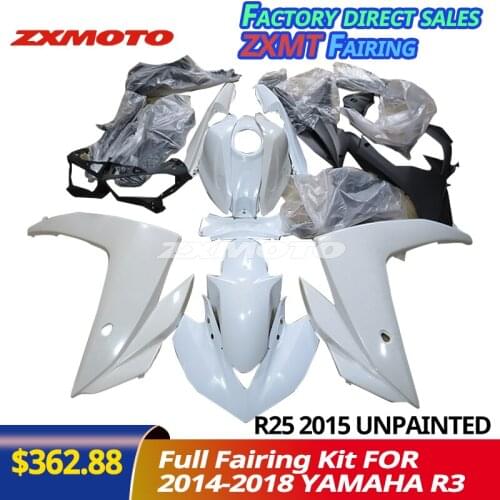 ZXMOTO Motorcycle Full Fairing Set Kit For Yahama YZF R25 R3 2015 2016 2017 Unpainted White Bodywork Panel Plastics 15 16 17