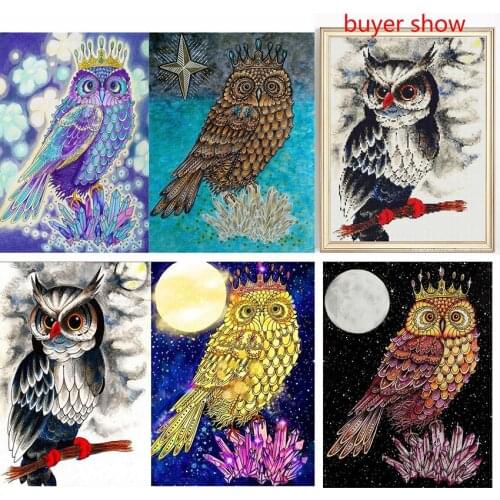 Popular 5d Diamond Painting Full Square/round animal 5D Diamond embroidery Full Owl rhinestone pictures 5d Diamond Mosaic Sale