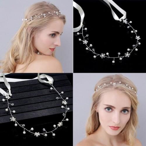 Simple Fashion Headbands Simulated Pearl Hairbands for Women Girls Bride Wedding Hair Accessories Rhinestone Headpieces