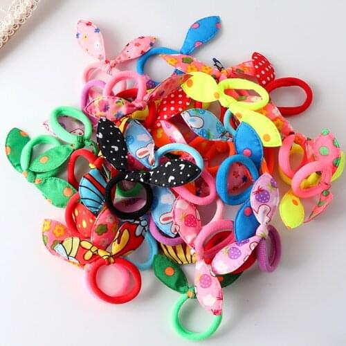 20Pcs Cute small Rabbit ear Hair bands Girl Rubber band Elastic band Baby Headwear Korean Children Hair Accessories Ornaments