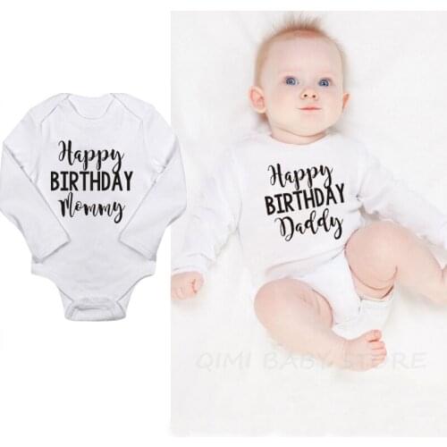 Happy Birthday Daddy Newborn Baby Bodysuit Boys Girls Infant Long Sleeve Cotton Jumpsuit Body Baby Bodysuit Clothes Outfit