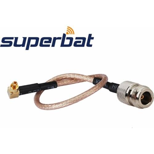 Superbat MC-Card Plug Right Angle to N Female Straight Pigtail Cable RG316 15cm Jumper Cable Assembly for Option Wireless