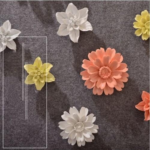 Modern Ceramic Sunflower Wall Hanging Crafts Decoration Home Livingroom Wall Mural Ornaments Hotel Porch Wall Sticker Craftwork