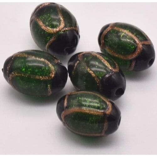 5 Pcs/Lot 17mm*12mm Diy Crafts Natural Golden Sand Glass Beads Jewelry Components Jewelry Making Supplies Jewelery JA0025