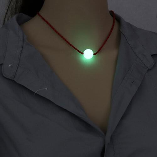 Luminous Noctilucence Necklace Glowing Red Rope Creative Glow in Dark Stone Lucky Beard Choker Birthday Gifts Party Favor